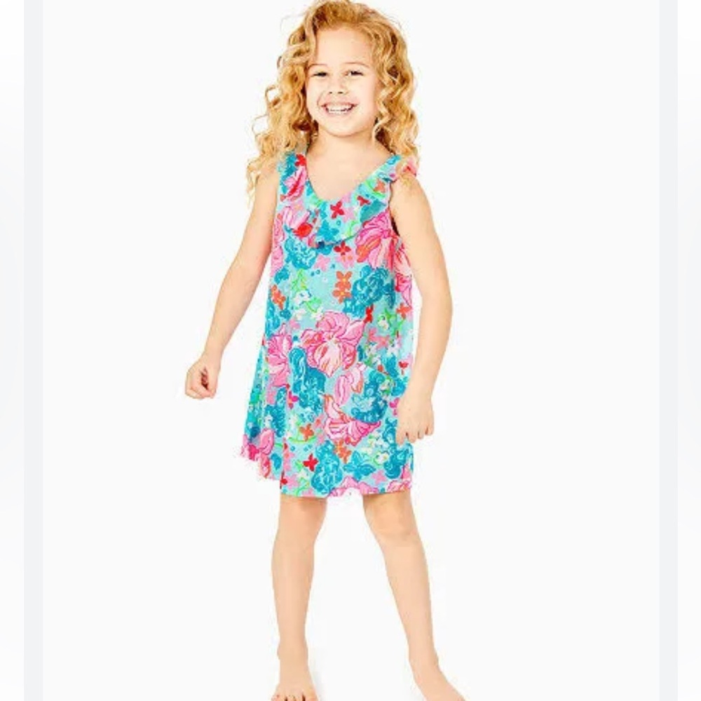 Lilly Pulitzer Girls Alessa Dress in Surf Blue Luscious‎ Small 4/5